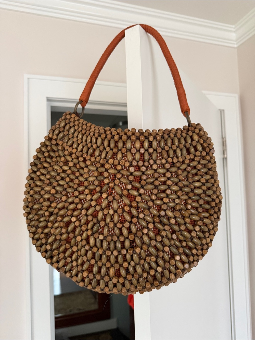 Luna llena wood beaded boho shoulder bag